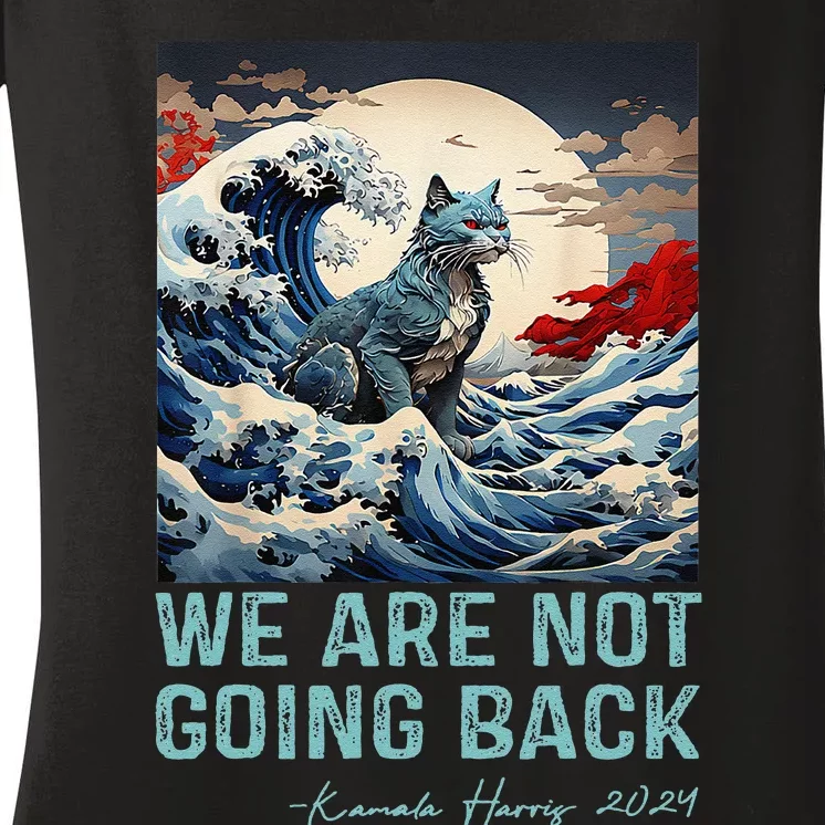 WeRe Not Going Back Cute Wave Of Blue Cats For Kamala Gift Women's V-Neck T-Shirt