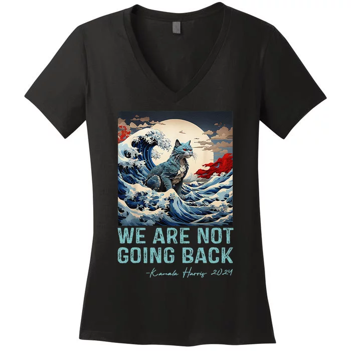 WeRe Not Going Back Cute Wave Of Blue Cats For Kamala Gift Women's V-Neck T-Shirt