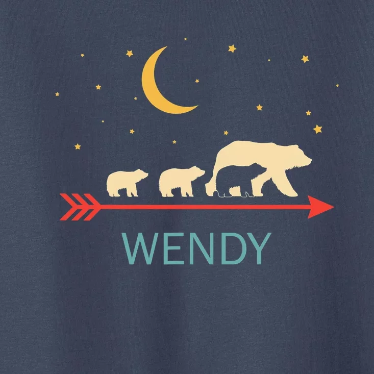 Wendy Name Gift Personalized Mama Bear With 3 Cubs Toddler T-Shirt