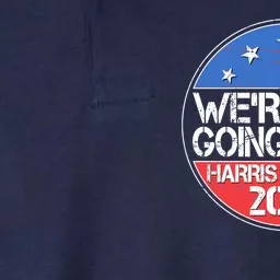 Were Not Going Back Kamala Harris Tim Walz 2024 Emblem Softstyle Adult Sport Polo