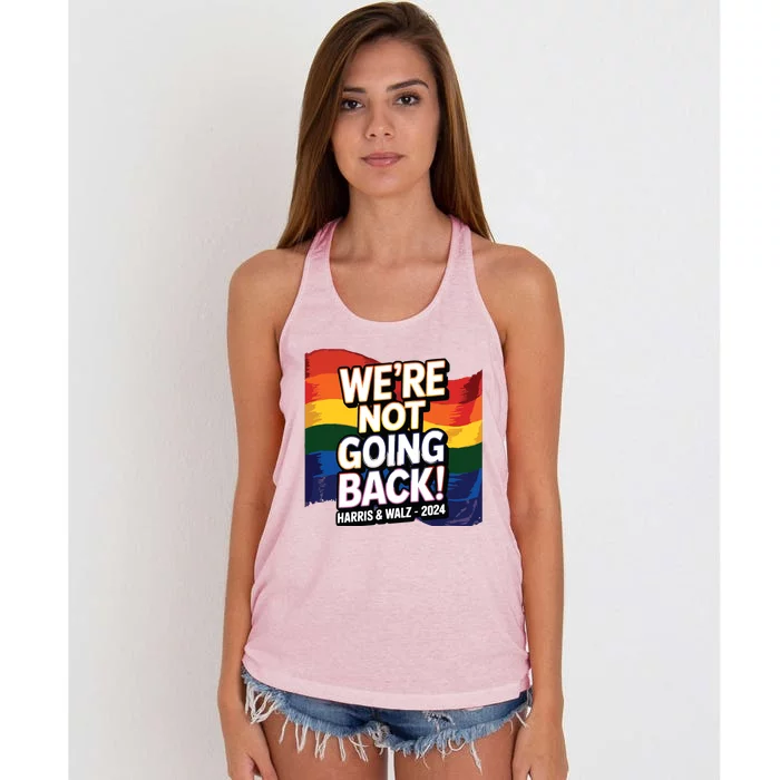 We’Re Not Going Back Pride Harris And Walz Vote In 2024 Women's Knotted Racerback Tank