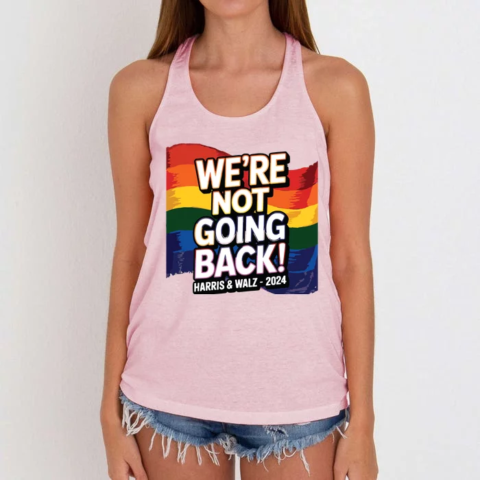 We’Re Not Going Back Pride Harris And Walz Vote In 2024 Women's Knotted Racerback Tank