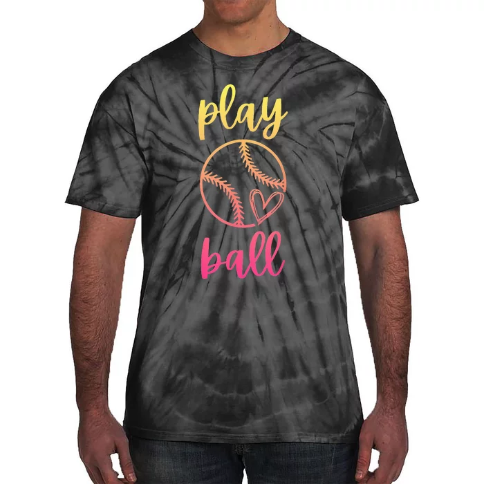 Women N Girls Softball Play Ball Tie Dye Softball Tie-Dye T-Shirt