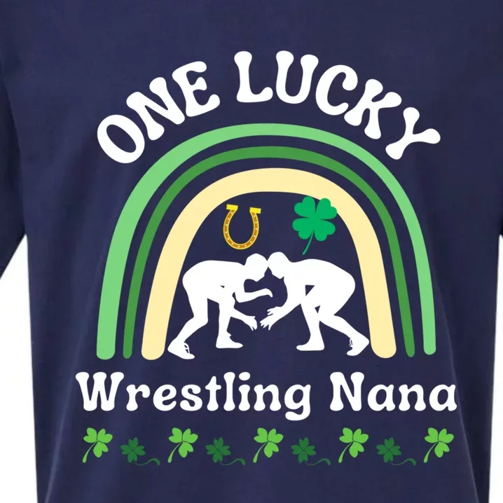 Wrestling Nana Grandma St Patrick's Day Sports Meaningful Gift Sueded Cloud Jersey T-Shirt