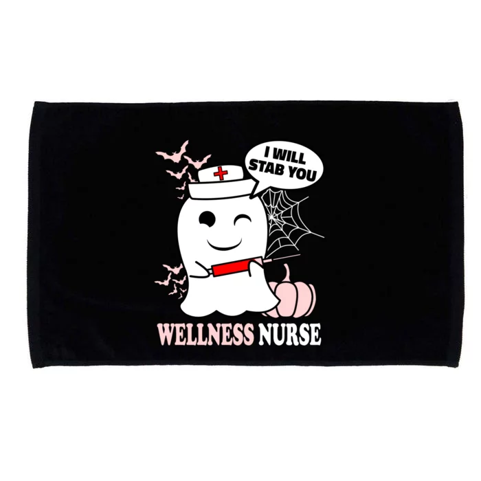 Wellness Nurse Halloween I Will Stab You Funny Ghost Gift Microfiber Hand Towel