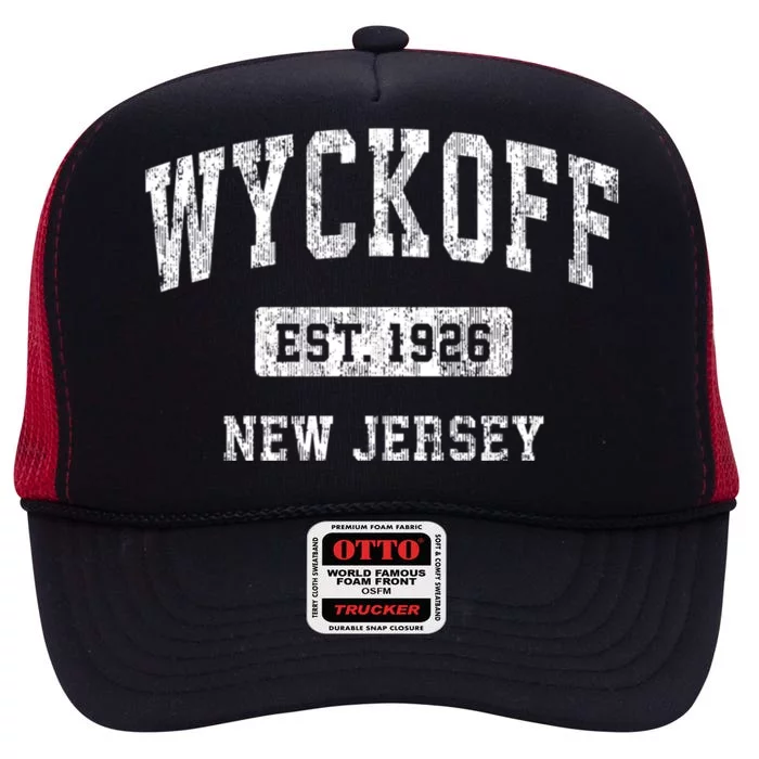 Wyckoff New Jersey Nj Vintage Sports High Crown Mesh Trucker Hat