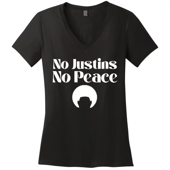 Wo No Justins No Peace Three Tennessee Freedom of Speech Women's V-Neck T-Shirt