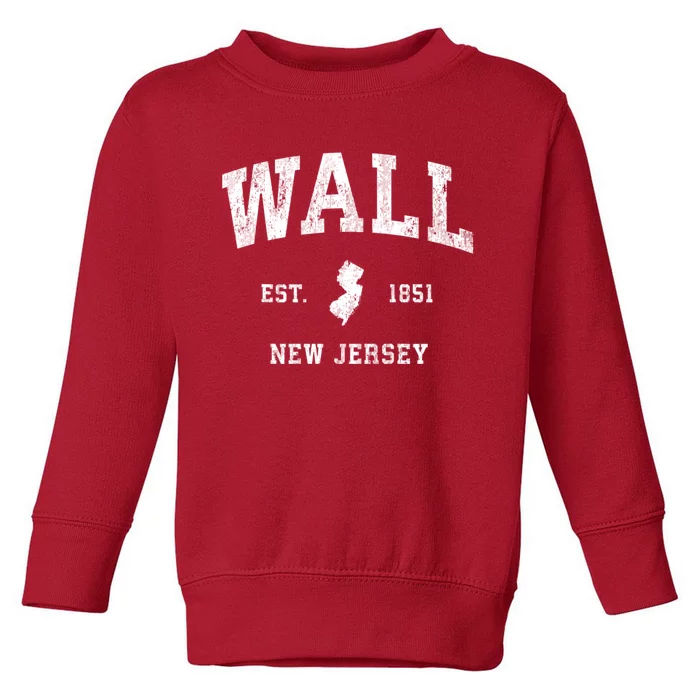 Wall New Jersey Nj Vintage Athletic Sports Toddler Sweatshirt