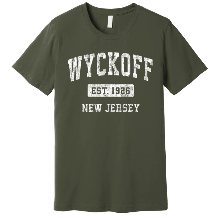 Wyckoff New Jersey Nj Vintage Established Sports Design Black Design Premium T-Shirt