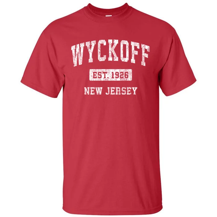 Wyckoff New Jersey Nj Vintage Established Sports Design Black Design Tall T-Shirt