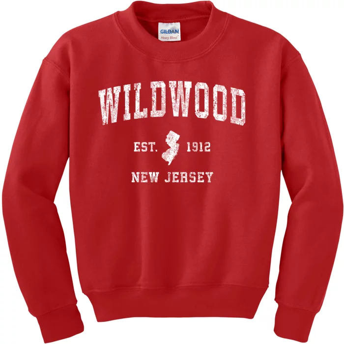 Wildwood New Jersey Nj Vintage Sports Kids Sweatshirt