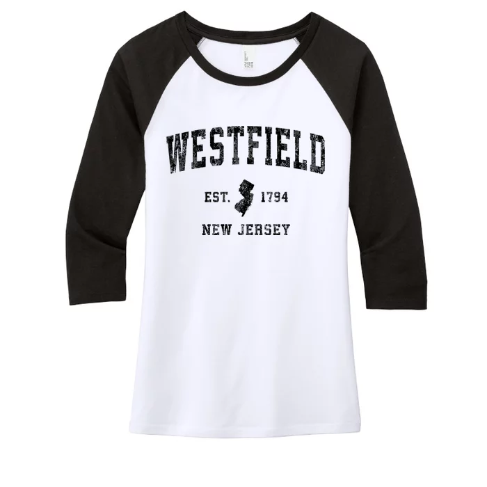 Westfield New Jersey Nj Vintage Established Athletic Sports Design Women's Tri-Blend 3/4-Sleeve Raglan Shirt