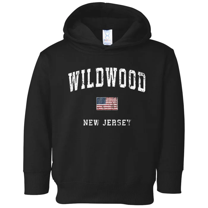 Wildwood New Jersey Nj Vintage American Flag Toddler Hoodie