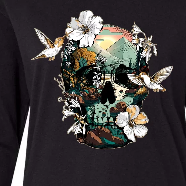 Wilderness Nature Lover Skull Womens Cotton Relaxed Long Sleeve T-Shirt