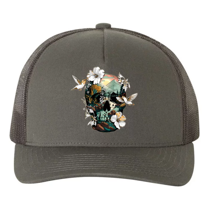 Wilderness Nature Lover Skull Yupoong Adult 5-Panel Trucker Hat