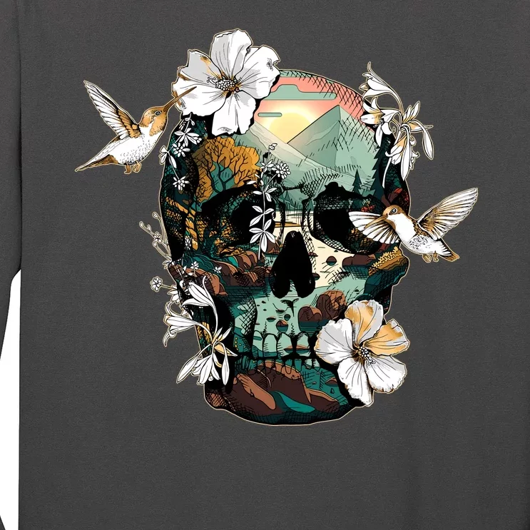 Wilderness Nature Lover Skull Long Sleeve Shirt