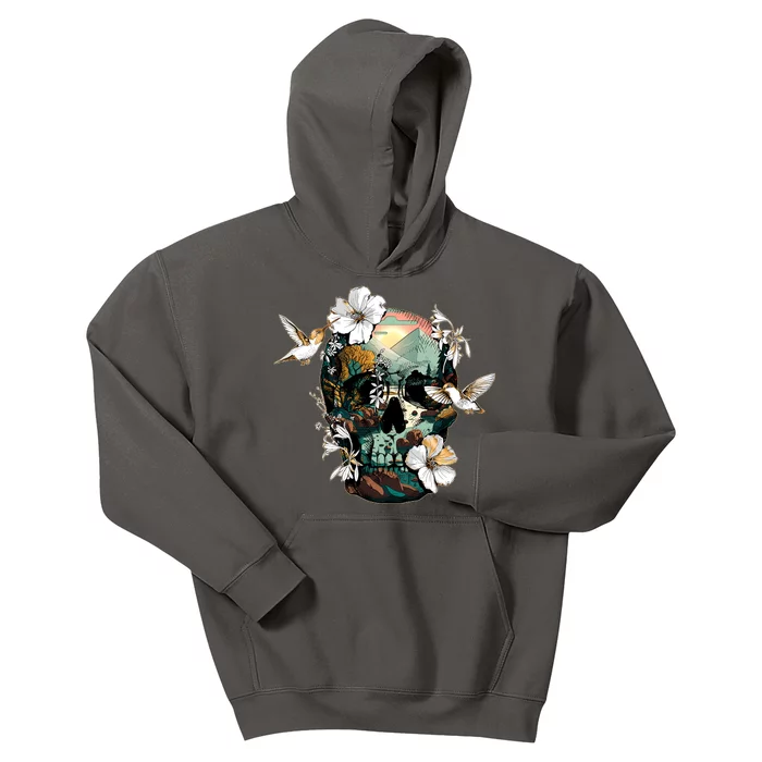 Wilderness Nature Lover Skull Kids Hoodie