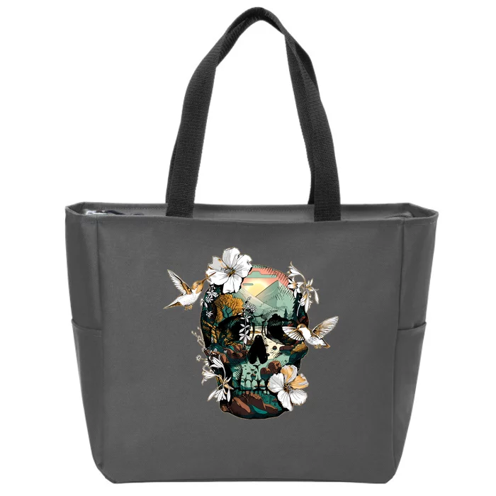 Wilderness Nature Lover Skull Zip Tote Bag