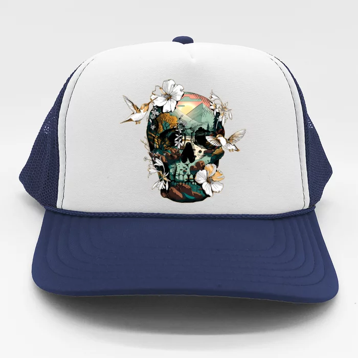 Wilderness Nature Lover Skull Trucker Hat