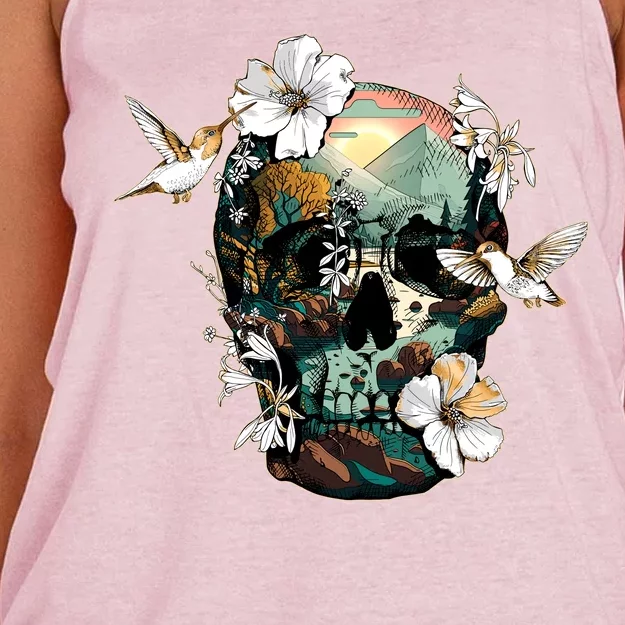 Wilderness Nature Lover Skull Women's Knotted Racerback Tank