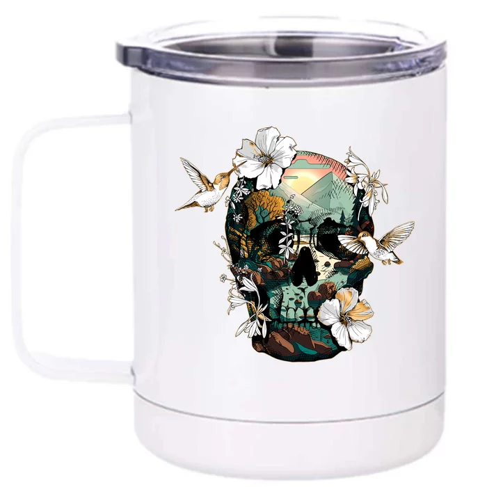 Wilderness Nature Lover Skull Front & Back 12oz Stainless Steel Tumbler Cup