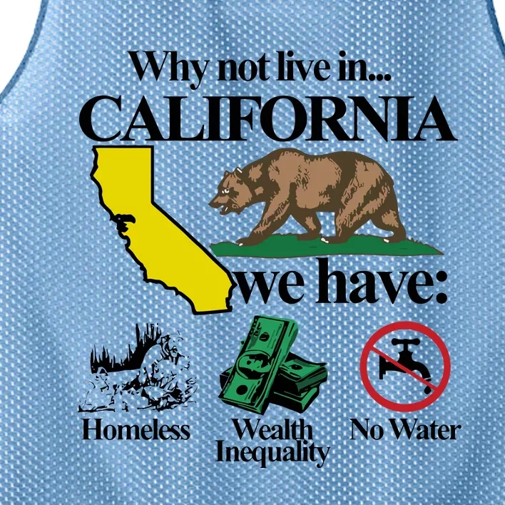 Why Not Live In California: Homelessness And Inequality Mesh Reversible Basketball Jersey Tank