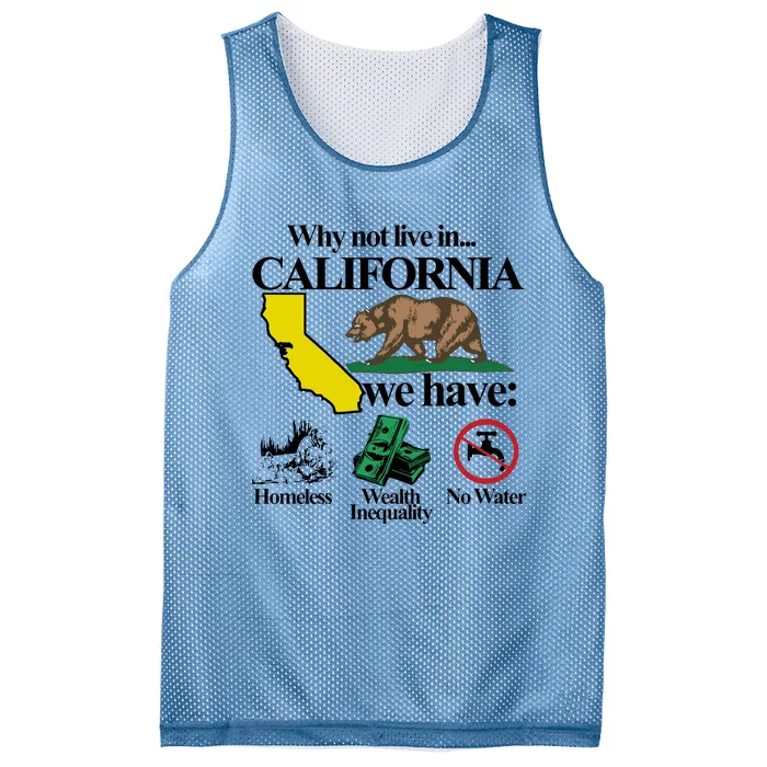 Why Not Live In California: Homelessness And Inequality Mesh Reversible Basketball Jersey Tank