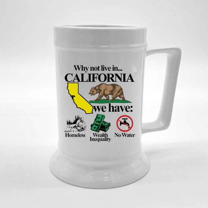 Why Not Live In California: Homelessness And Inequality Front & Back Beer Stein