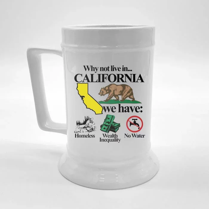 Why Not Live In California: Homelessness And Inequality Front & Back Beer Stein