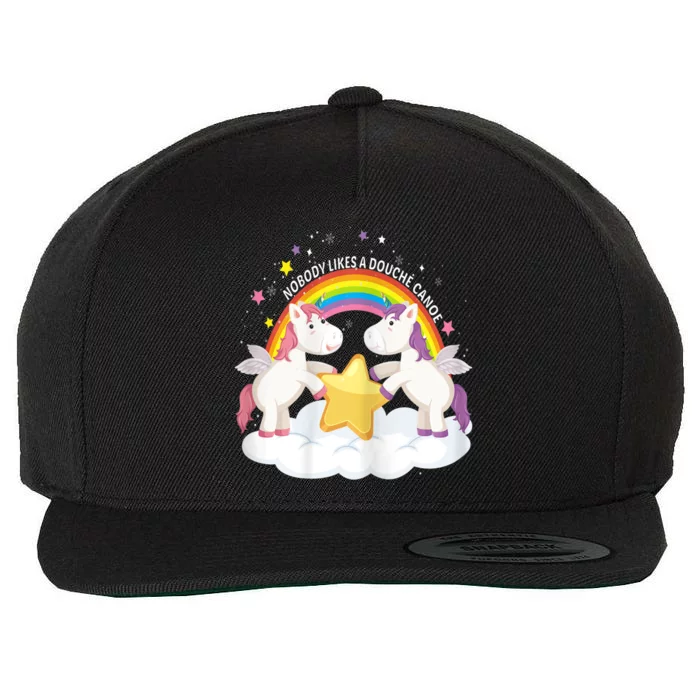 Womens Nobody Likes A Douche Canoe RainBow & Unicorn Wool Snapback Cap