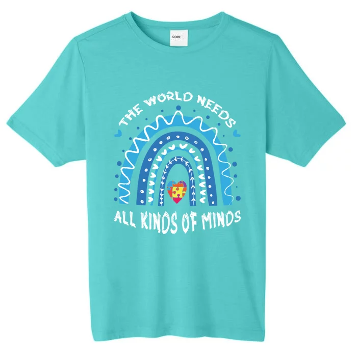 World Needs Minds Puzzle April Blue Rainbow Autism Awareness Funny Gift ChromaSoft Performance T-Shirt