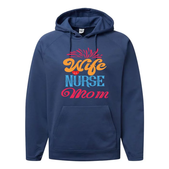 Wife Nurse Mom Cute Gift Nurses Rn Nurse Gift Performance Fleece Hoodie