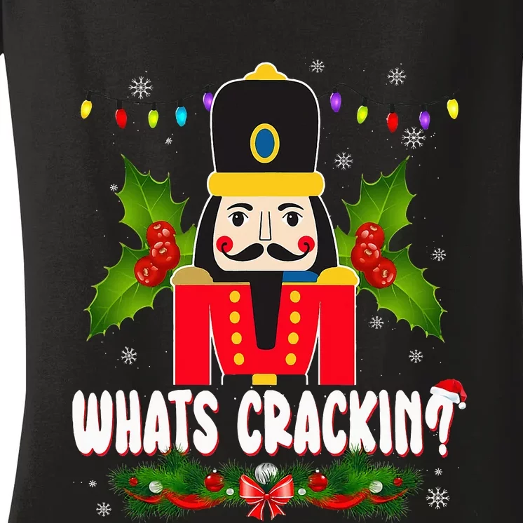 What’Scrackin Nutcracker Merry Christmas Women's V-Neck T-Shirt