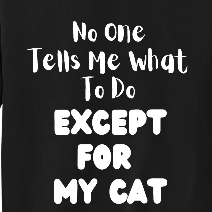 Wo No One Tells Me What To Do Except For My Cat Pet Humor Tall Sweatshirt