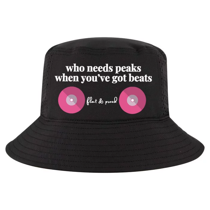 Who Needs Peaks When Youve Got Beats Flat And Proud Breast Cancer Cool Comfort Performance Bucket Hat