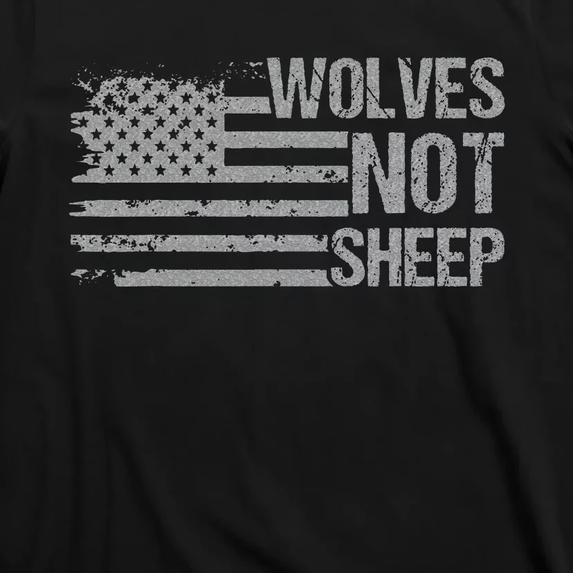 Wolves Not Patriot American Flag Patriotic Women T-Shirt