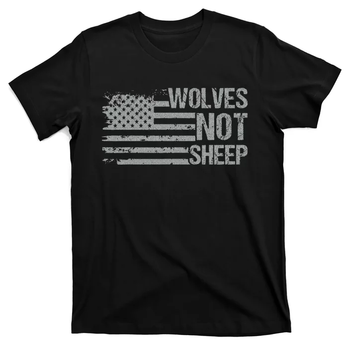 Wolves Not Patriot American Flag Patriotic Women T-Shirt