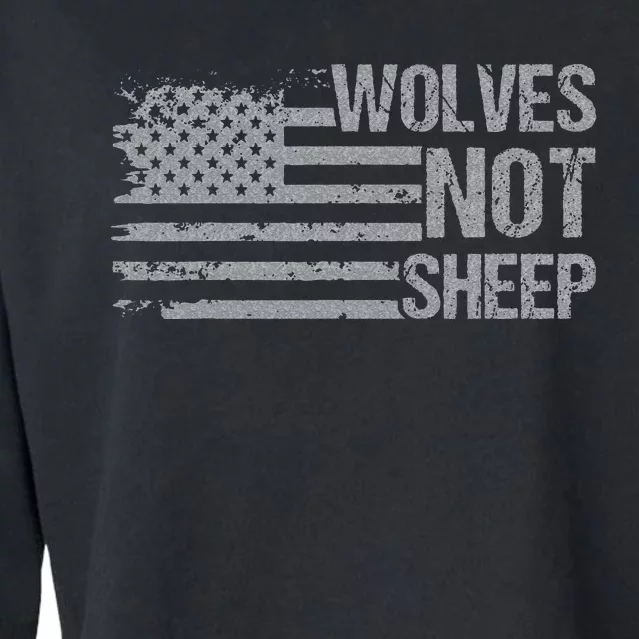 Wolves Not Patriot American Flag Patriotic Women Cropped Pullover Crew