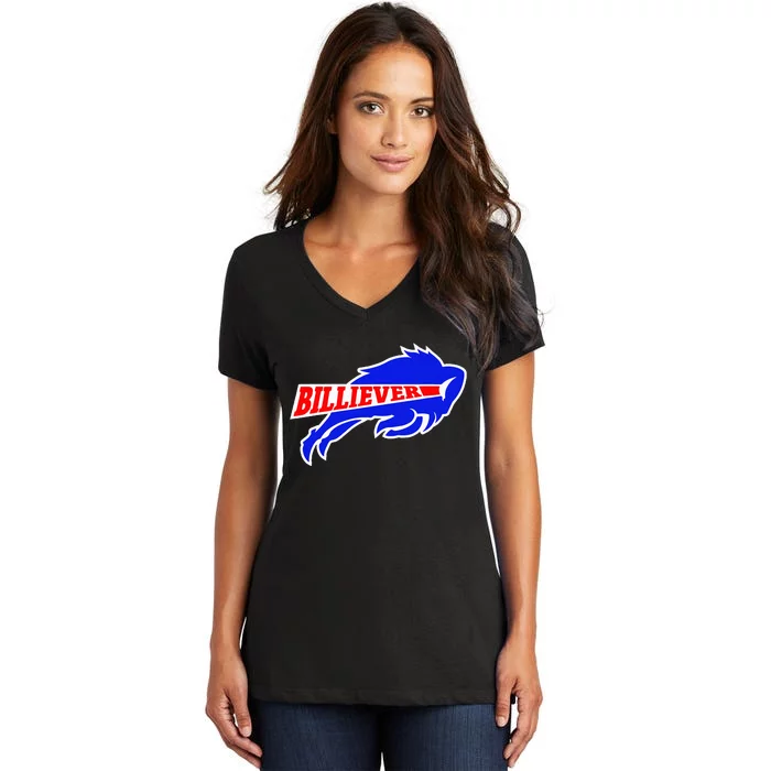 Western Ny Pride Blue And Red Buffalo Women's V-Neck T-Shirt