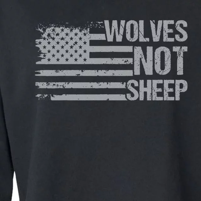 Wolves Not Patriot American Flag Patriotic Women Cropped Pullover Crew