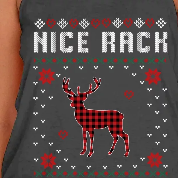 Women Nice Rack Well Hung Ugly Sweater Fun Couples Christmas Women's Knotted Racerback Tank