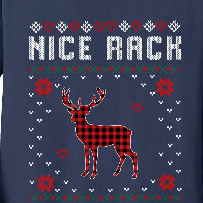 Women Nice Rack Well Hung Ugly Sweater Fun Couples Christmas Kids Long Sleeve Shirt