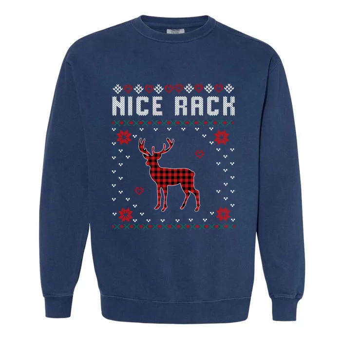 Women Nice Rack Well Hung Ugly Sweater Fun Couples Christmas Garment-Dyed Sweatshirt