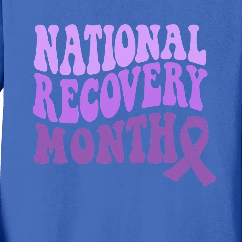 Warrior National Recovery Month Addiction Recovery Awareness Kids Long Sleeve Shirt