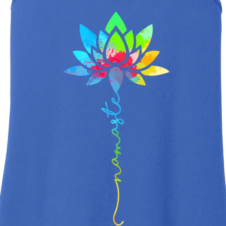 Wo Namaste Rainbow Dala Lotus Flower Meditation Yoga Gift Ladies Essential Tank