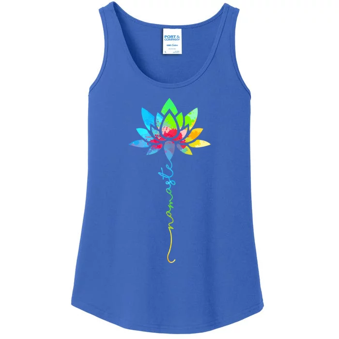 Wo Namaste Rainbow Dala Lotus Flower Meditation Yoga Gift Ladies Essential Tank