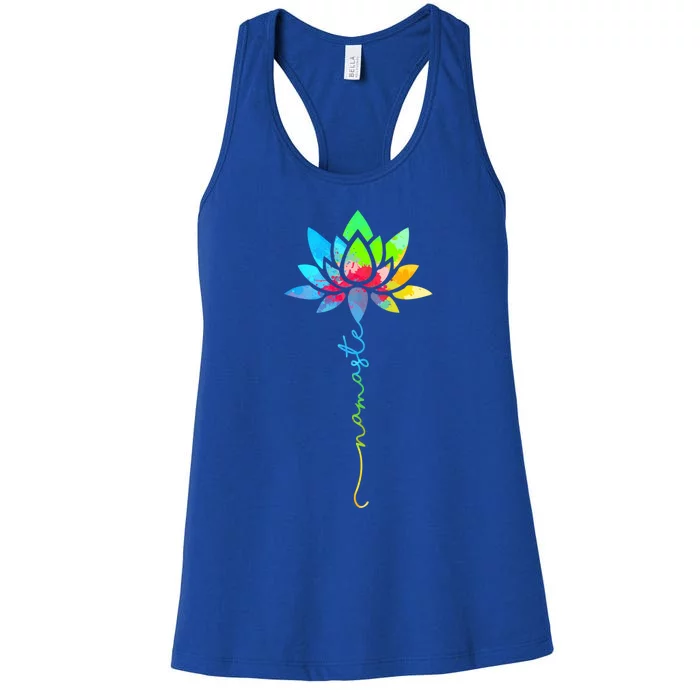 Wo Namaste Rainbow Dala Lotus Flower Meditation Yoga Meaningful Gift Women's Racerback Tank