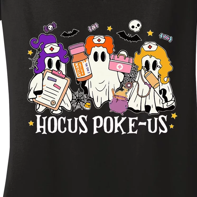 Witches Nurse Spooky Nurse Costume Halloween Nursing Women's V-Neck T-Shirt