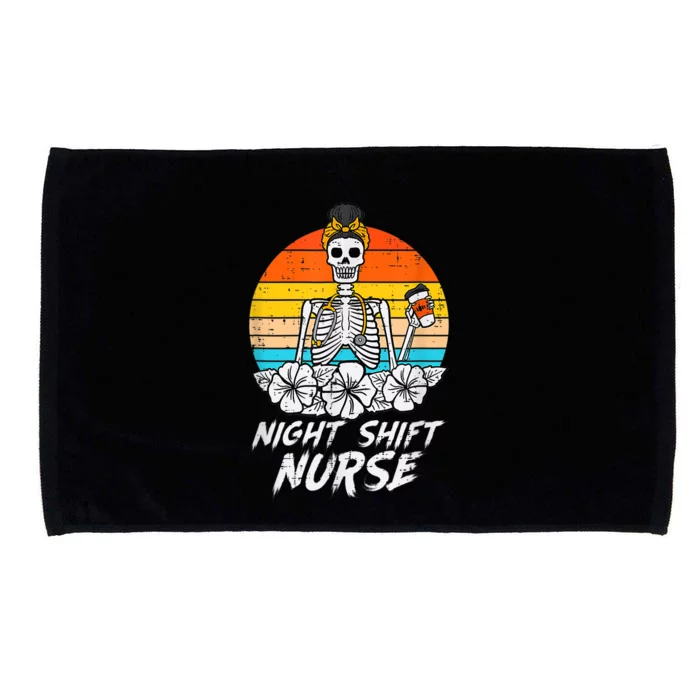 Womens Night Shift Nurse Skeleton Retro Halloween Scrub Microfiber Hand Towel