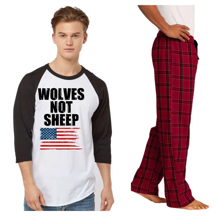 Wolves Not Sheep Distressed American USA Flag Raglan Sleeve Pajama Set